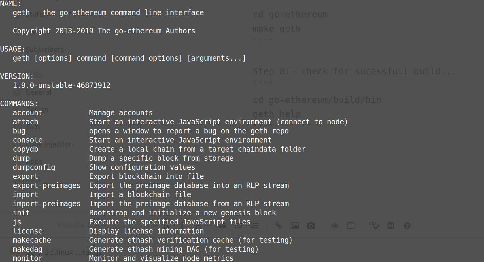 ethereum geth commands