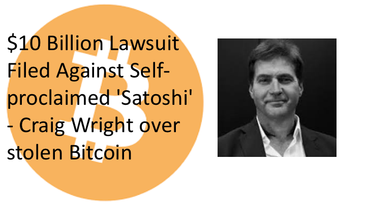 $10 Billion Lawsuit Filed Against Self-proclaimed 'Satoshi' - Craig Wright over stolen Bitcoin