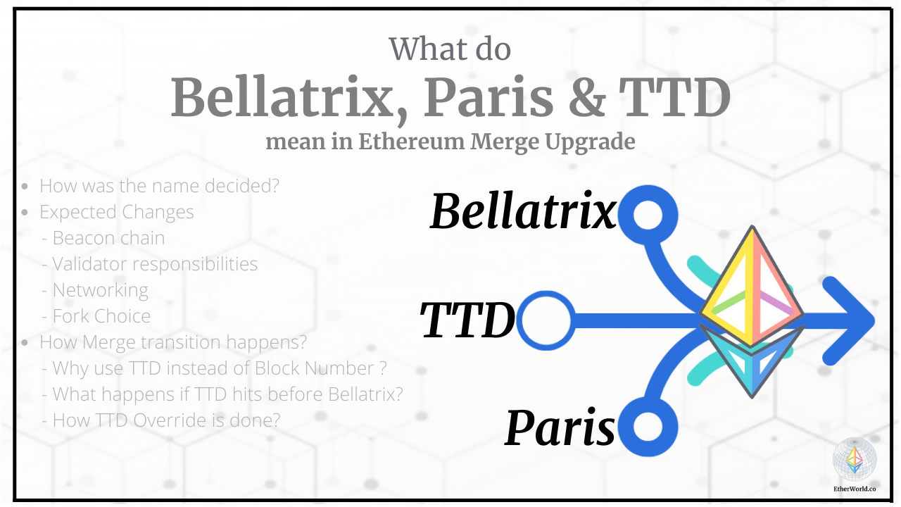 What do Bellatrix, Paris & TTD mean in Ethereum Merge Upgrade?