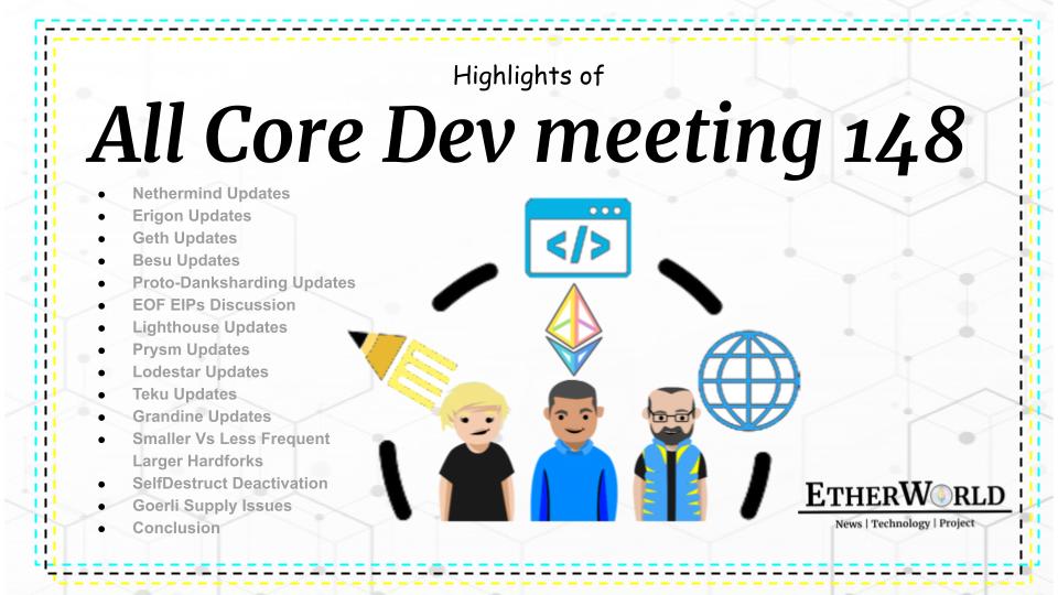 Highlights of Ethereum's All Core Devs Meeting #148