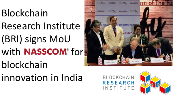 Blockchain Research Institute (BRI) signs MoU with NASSCOM for blockchain innovation in India