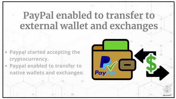 PayPal enabled transfer to external wallet and exchanges